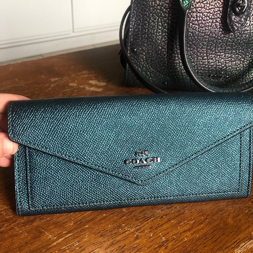 Coach Soft Crossgrain Metallic Wallet